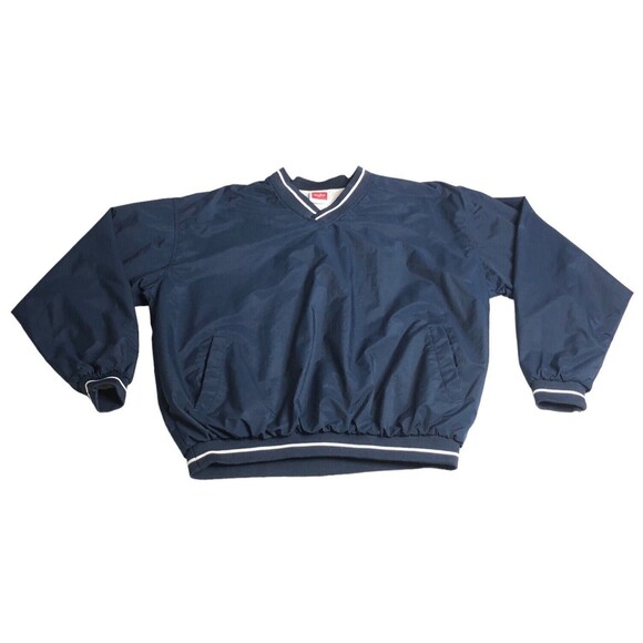 Vintage Rawlings Jacket Mens Large Blue Windbreaker Pullover Nylon Pockets Lined - Picture 1 of 16